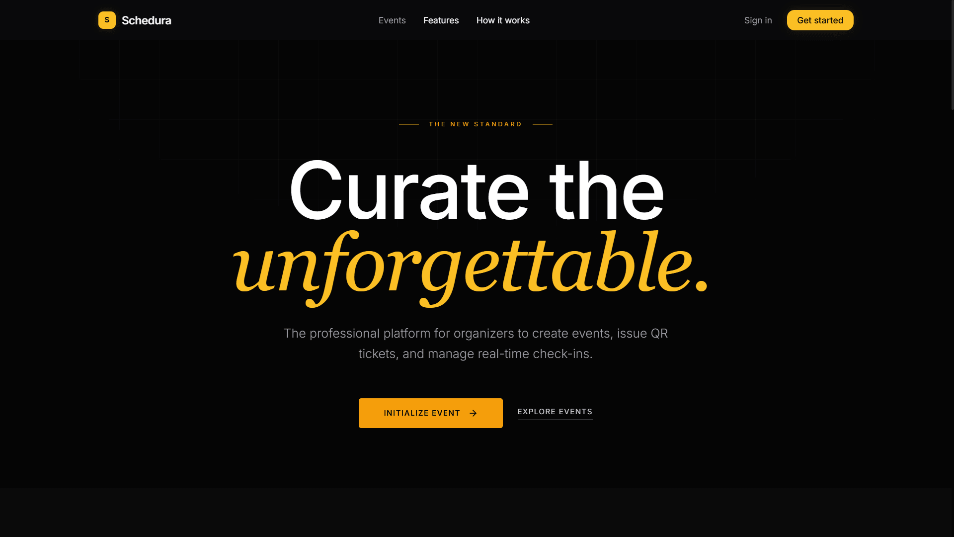 Schedura — event management dashboard with QR-code check-in